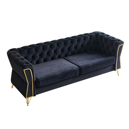 Modern Tufted Velvet Sofa, Black
