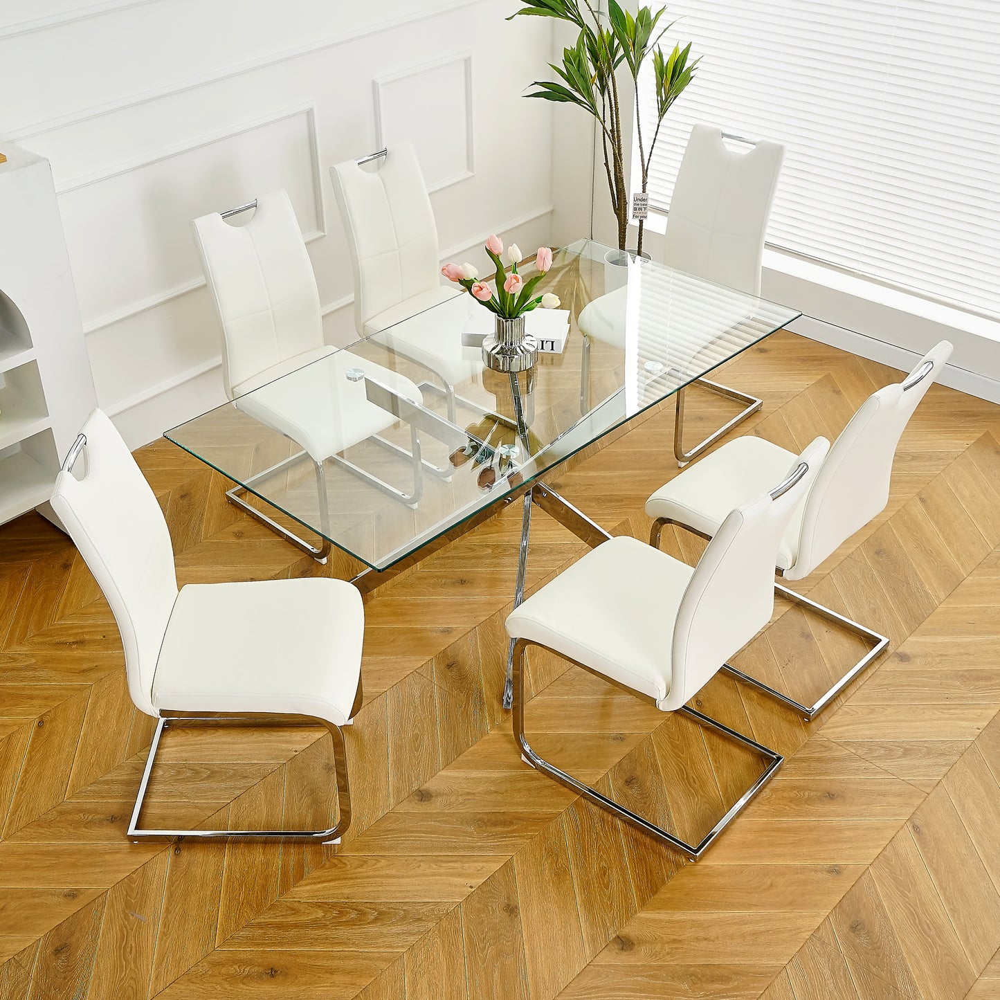modern faux leather chairs set of 6, white