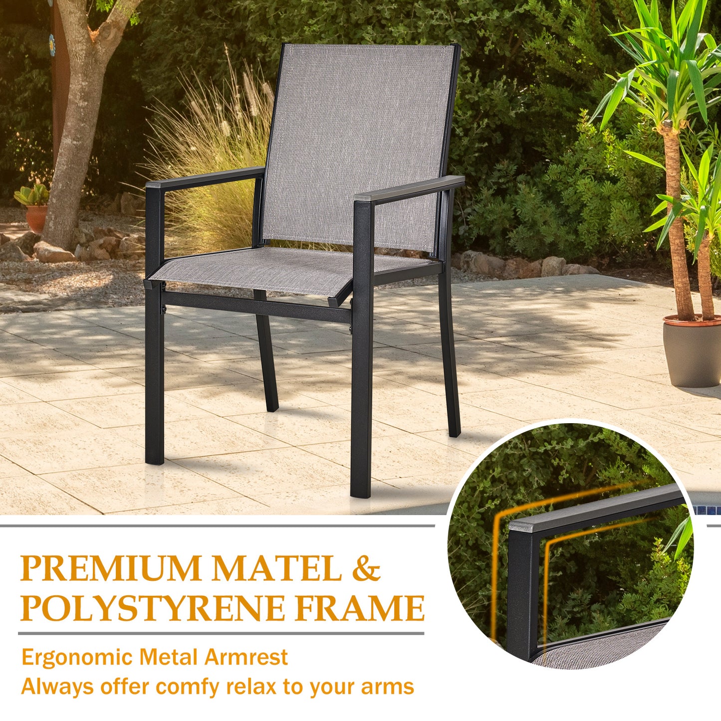 meooem patio dining set, black