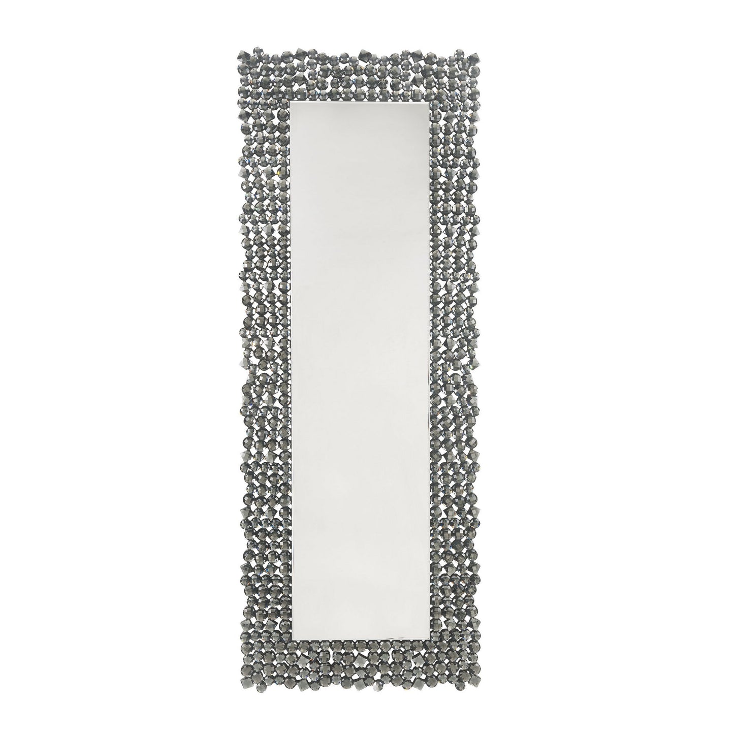 rectangular faux gem trim beveled wall mirror, black and silver