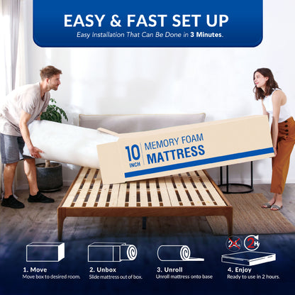 Twin 12 inch Gel Memory Foam Mattress for a Cool Sleep, Bed in a Box, Green Tea Infused, CertiPUR-US Certified, Made in USA