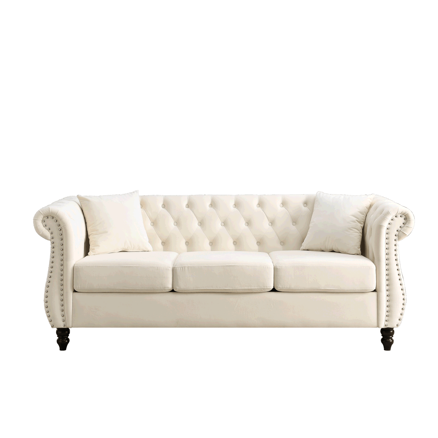 3-seater + 3-seater combination sofa, beige velvet