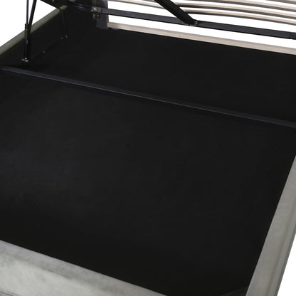 Upholstered Platform Bed with Adjustable Tufted Headboard and LED Light