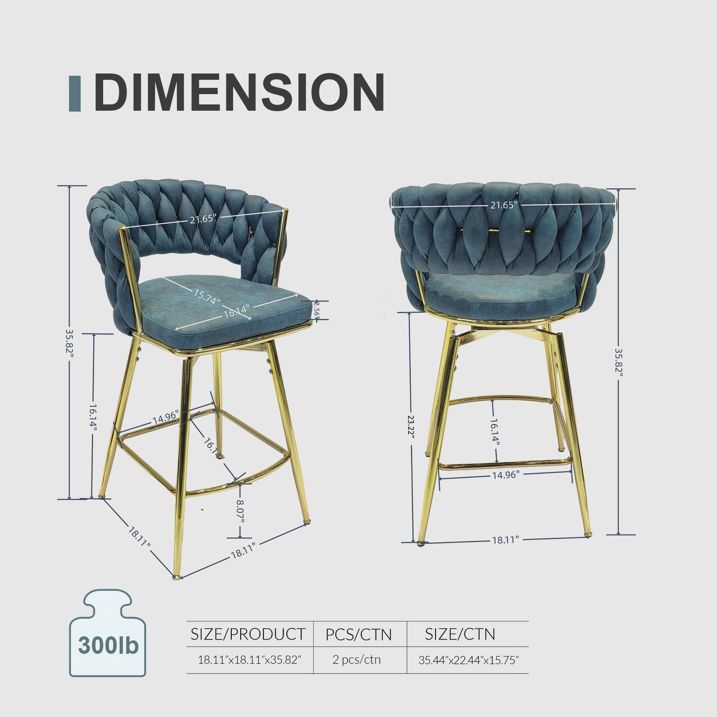 bar chair suede woven bar stool set of 4, blue