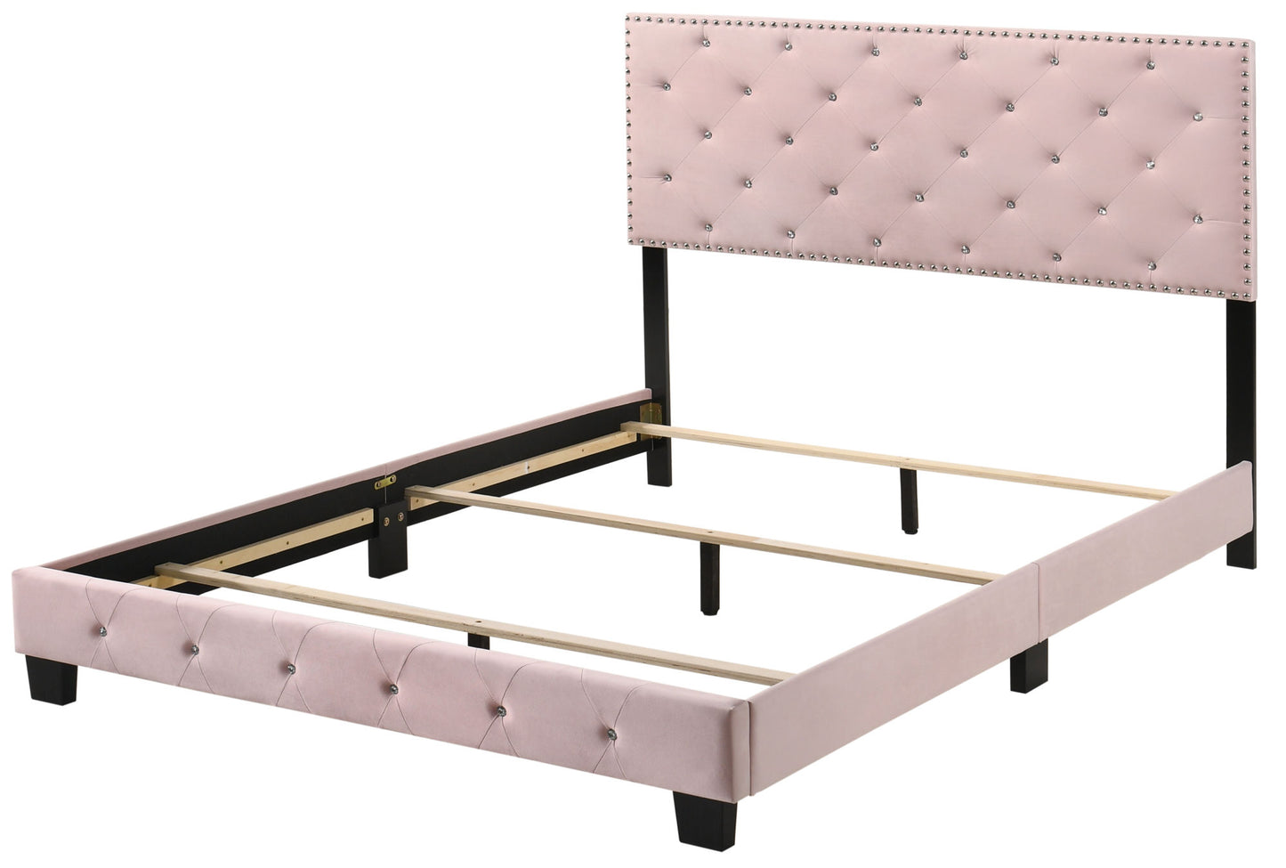 velvet suffolk upholstered bed, pink