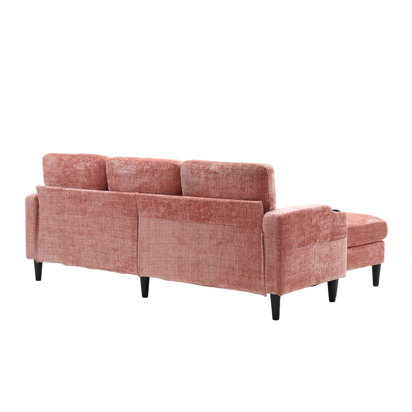 zara storage/ cupholder sectional sofa, pink