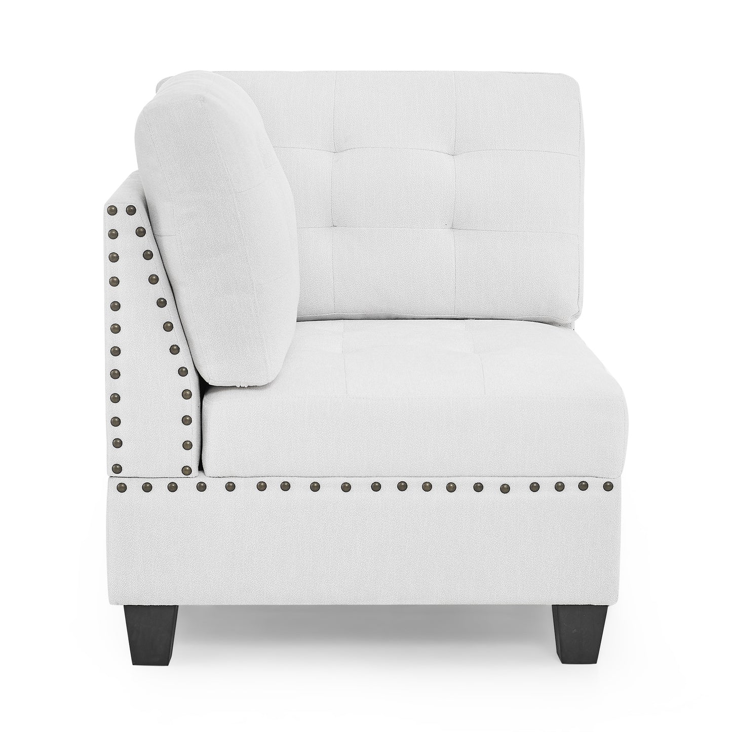 l shape modular sectional sofa includes 2 ottomans, ivory chenille