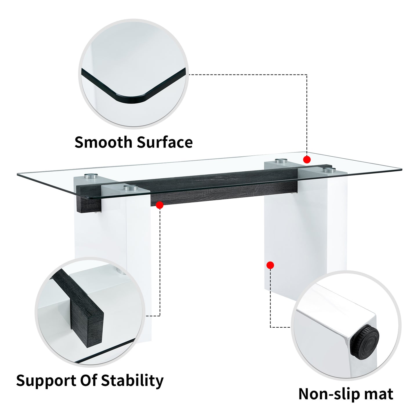 danny rectangular glass table