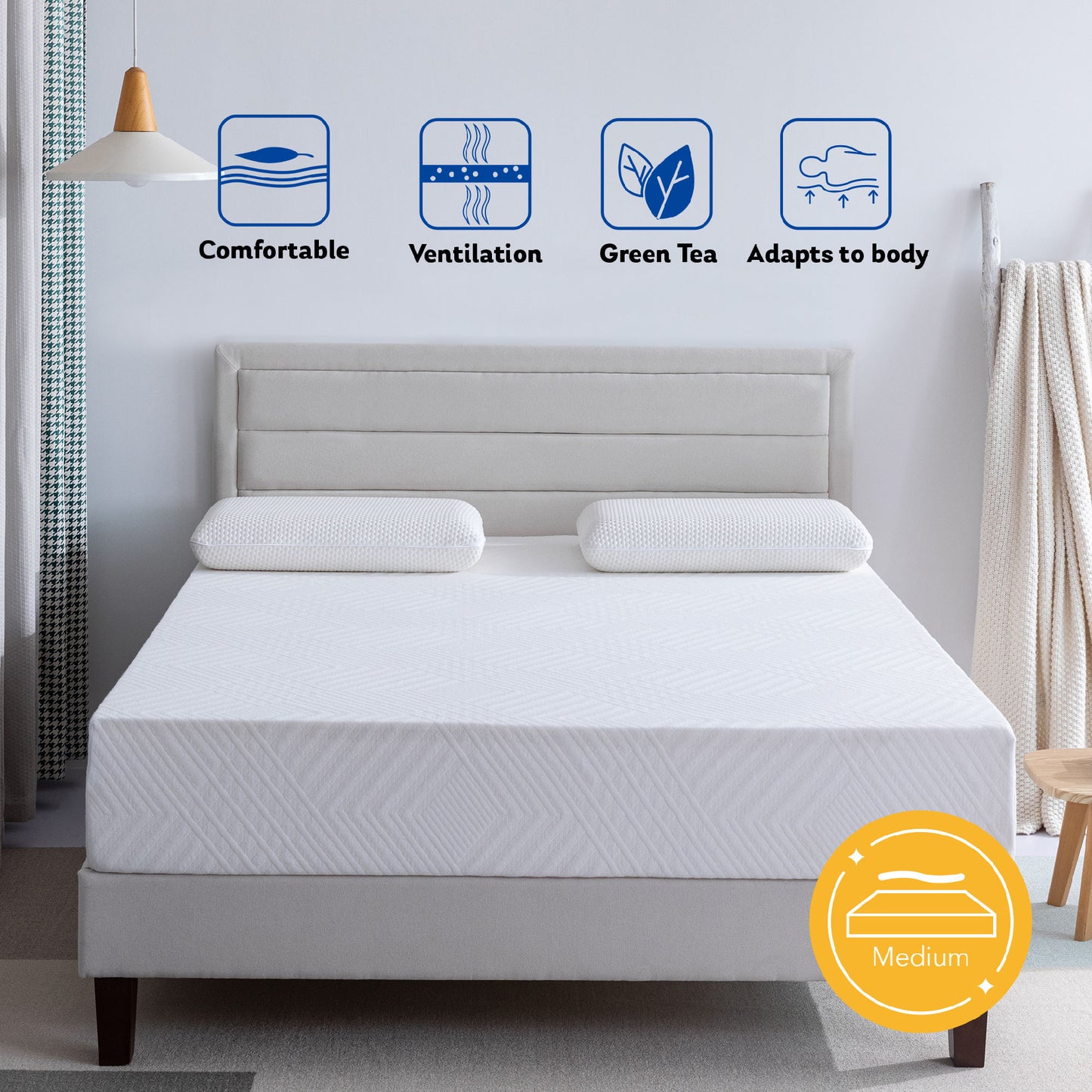 king 10 inch gel memory foam mattress for a cool sleep, bed in a box, green tea infused, certipur-us certified, made in usa