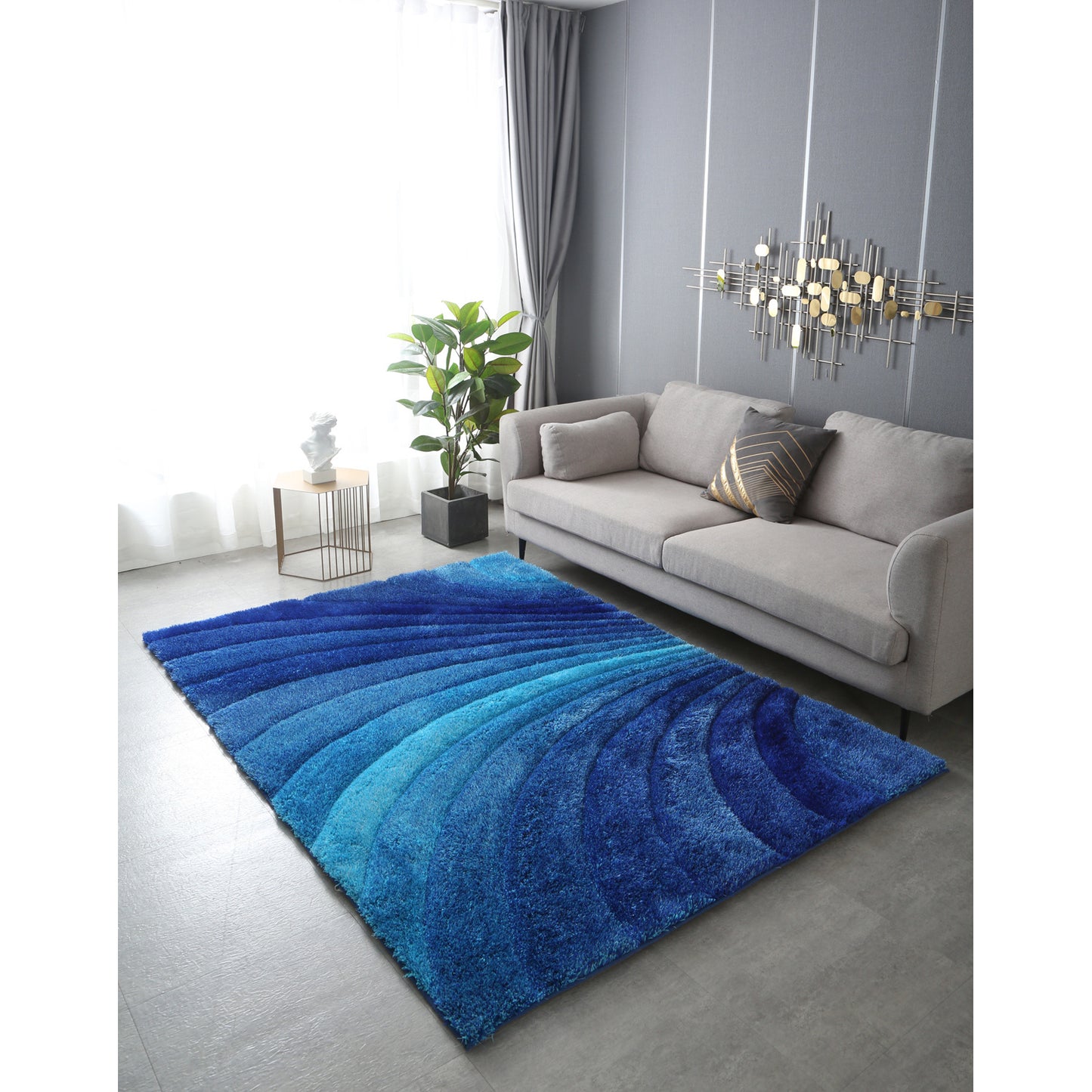 "3d shaggy" hand tufted area rug