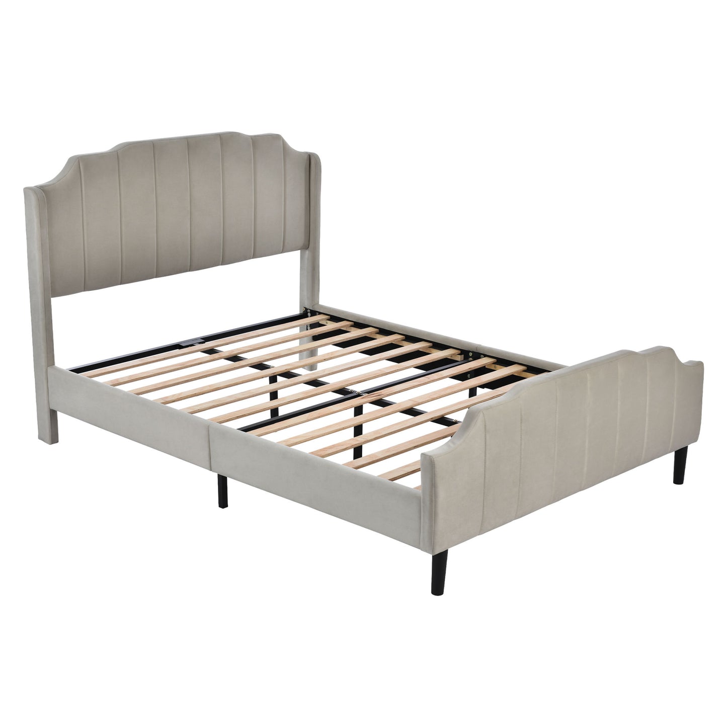 geyser velvet upholstered platform bed gray