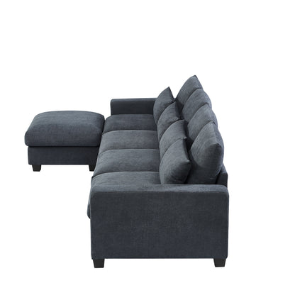 U_Style Modern Large L-Shape Feather Filled Sectional Set, Grey