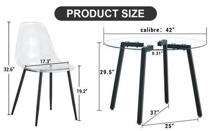 6-Piece Dining Set- Transparent Tempered Glass