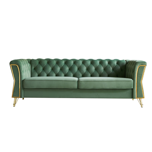 Modern Tufted Velvet Sofa, Mint Green