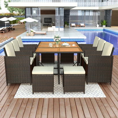 TOPMAX 11-Piece Patio All-Weather PE Wicker Dining Table Set