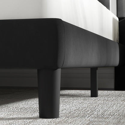 David Platform Bed with Upholstered Headboard and Slat Support