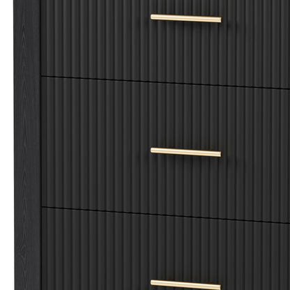 6 Drawer Dresser with Metal Handle, Black