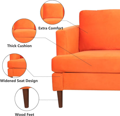 Velvet Tufted Couch, Orange