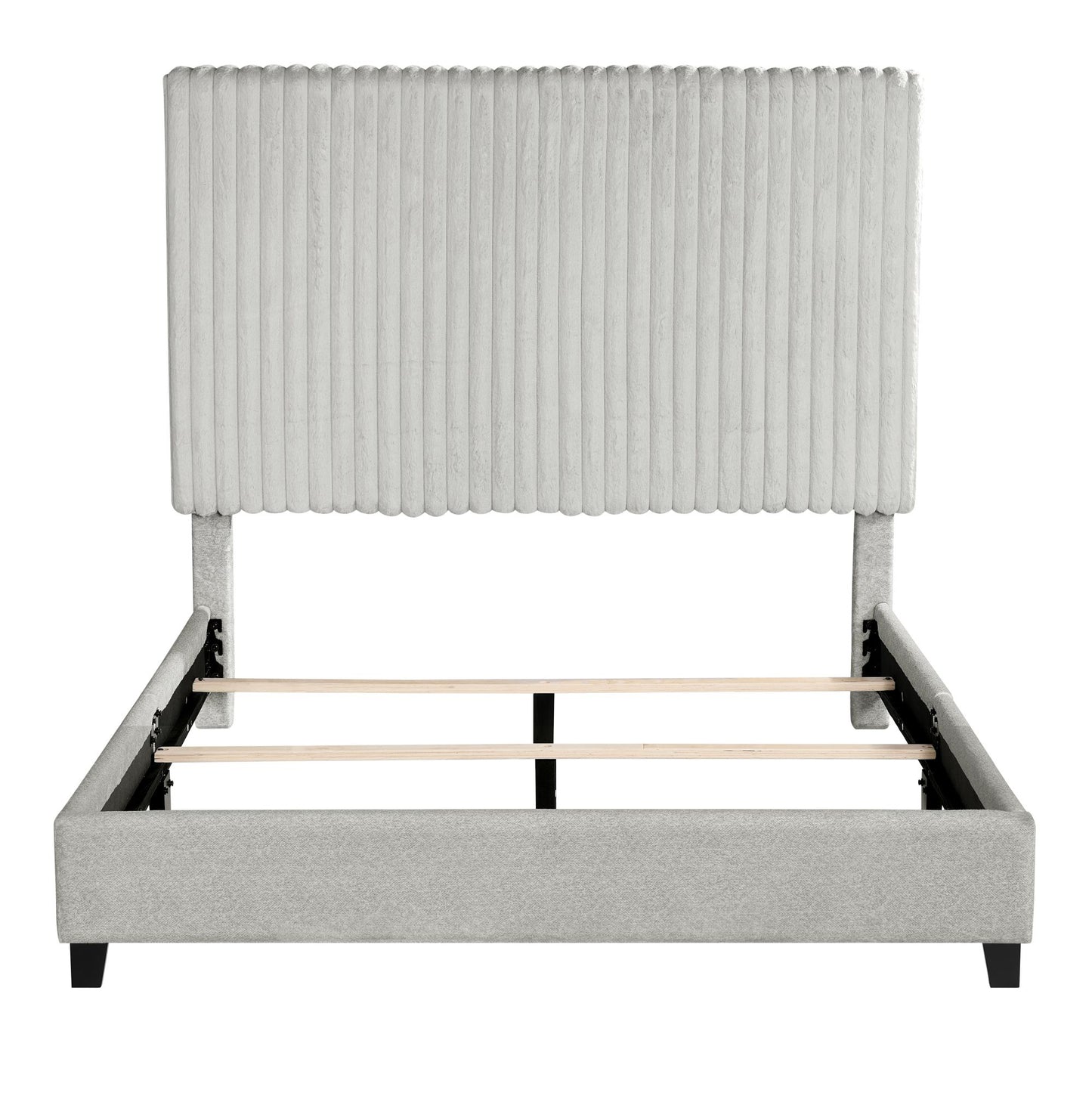 bridgevine home queen size minky stone upholstered platform bed