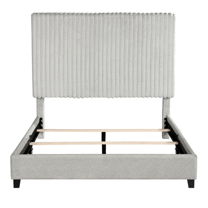 Bridgevine Home Queen Size Minky Stone Upholstered Platform Bed