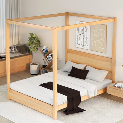 Modern Canopy Platform Bed with Headboard