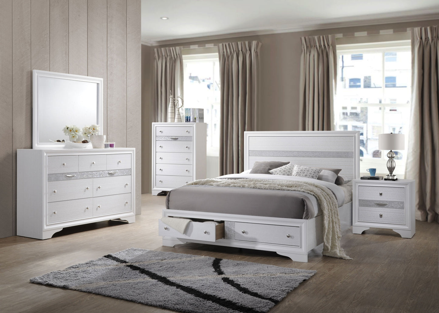traditional matrix 7 drawer dresser in white made with wood