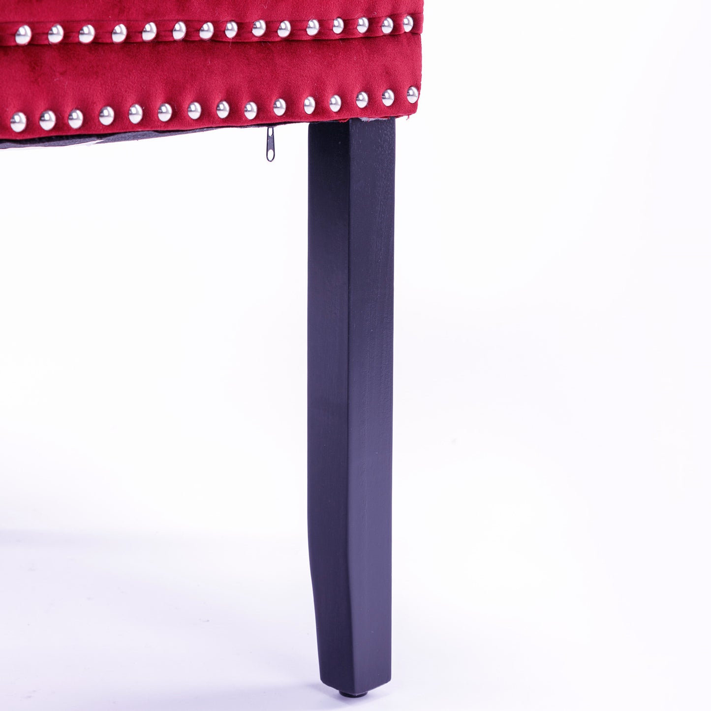 nikki collection modern high-end tufted dining chairs 2-pcs set, wine red