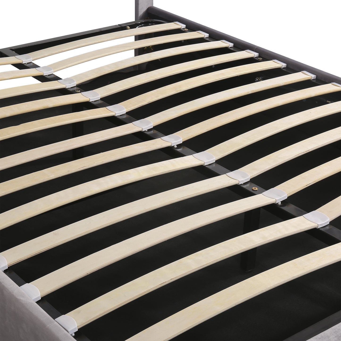 velvet upholstered hydraulic storage bed with led light, bluetooth player, and usb charging