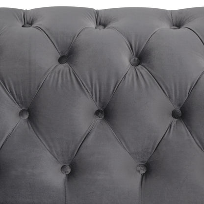 Velvet Upholstered Sofa, Grey