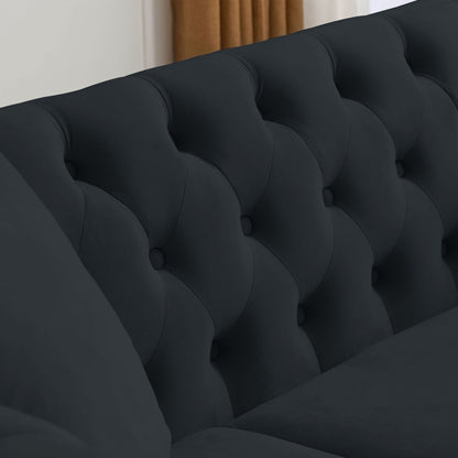 Corrin Chesterfield Sofa Set in Black Velvet