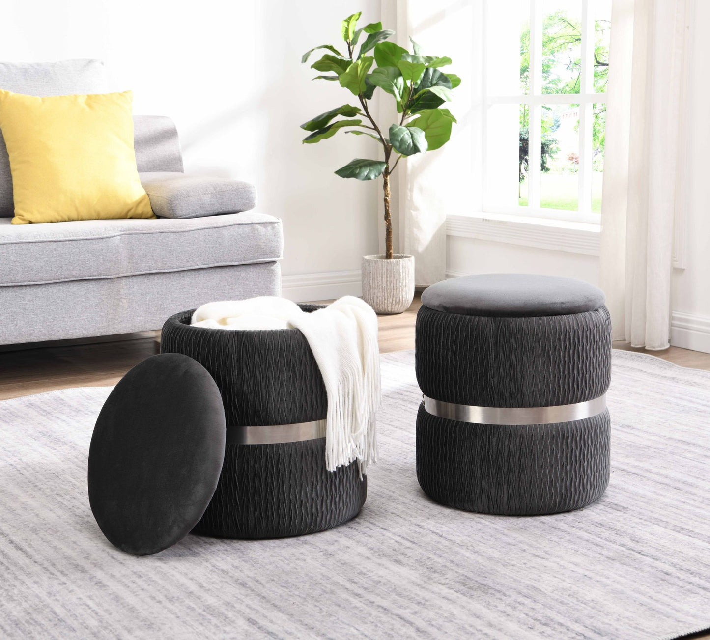 techni mobili storage ottoman; grey