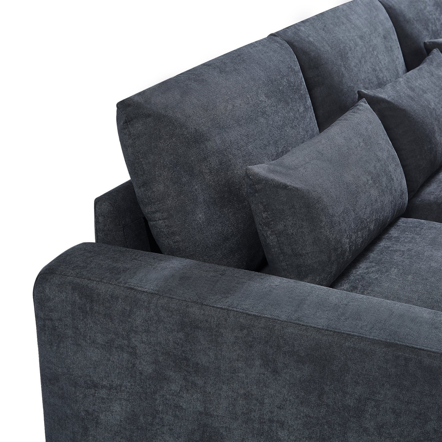 u_style modern large l-shape feather filled sectional set, grey
