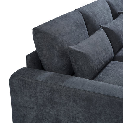 U_Style Modern Large L-Shape Feather Filled Sectional Set, Grey