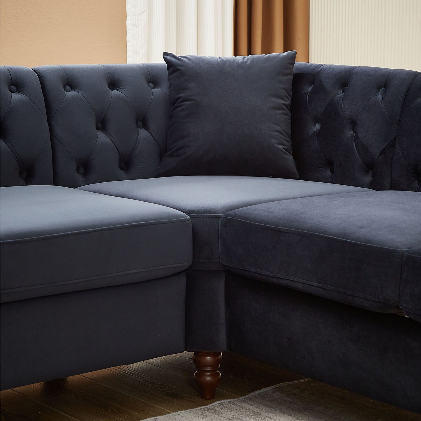 chesterfield 5-seater corner sofas with 3 pillows