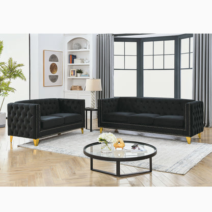 3-seater + 2-seater Combination Sofa, Black Velvet