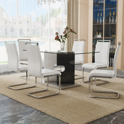 Ruby 6-Piece Dining Table Set, Black/White
