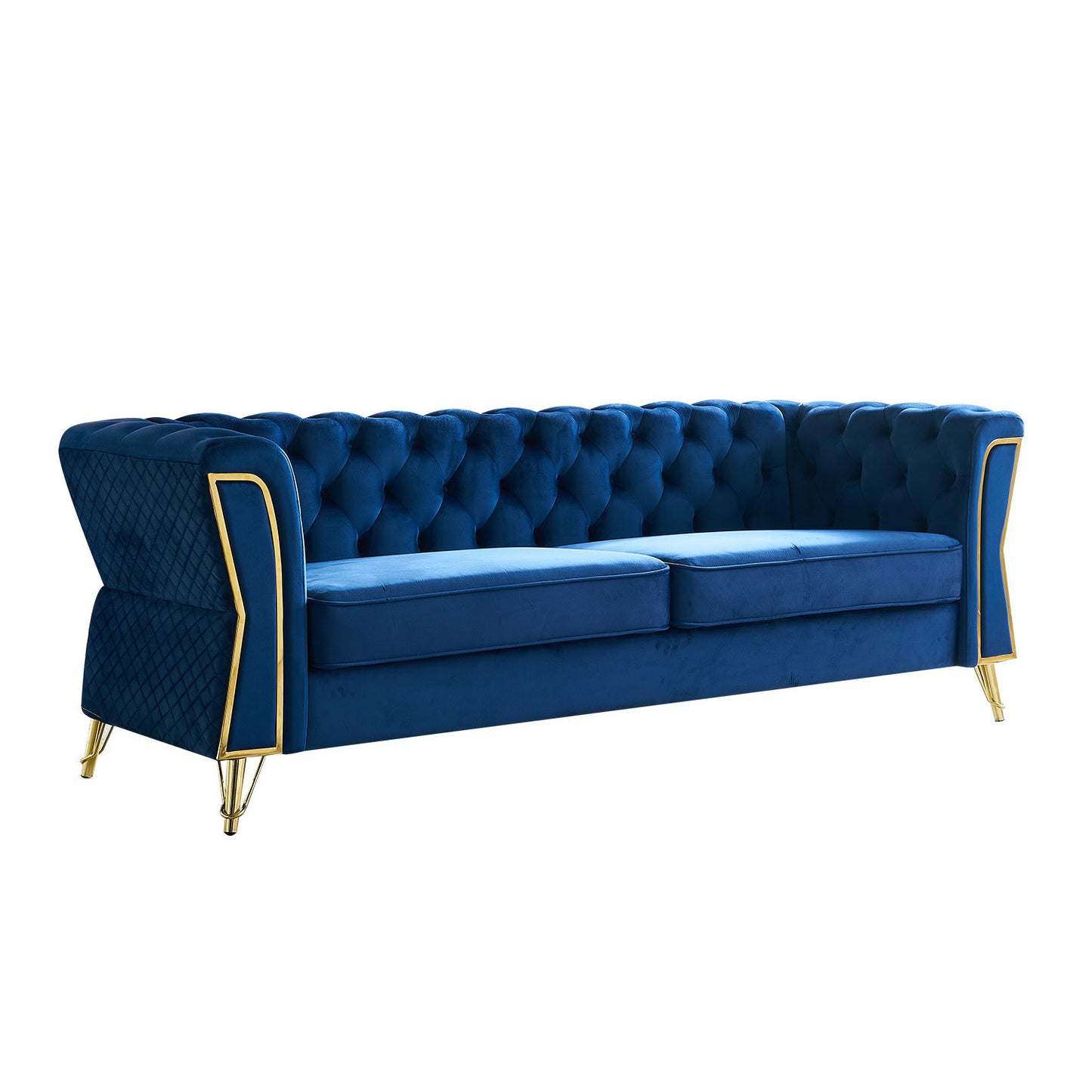 modern tufted velvet sofa ,blue