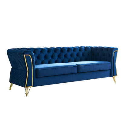 Modern Tufted Velvet Sofa ,Blue