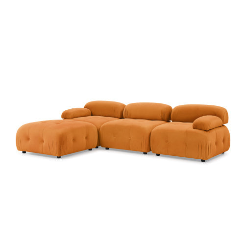 button tufted modular sectional sofa, navy velvet