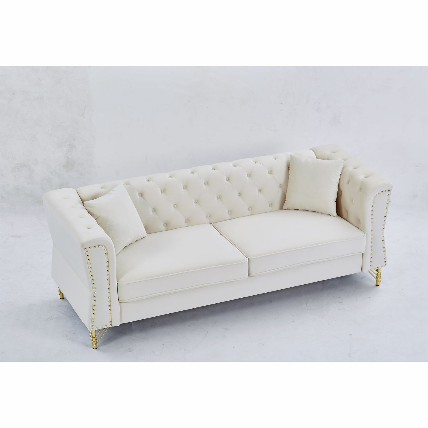 3-seater + 2-seater combination sofa tufted with 4 pillows