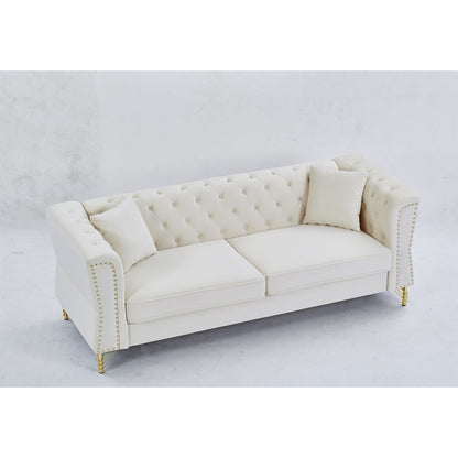 3-seater + 2-seater Combination Sofa Tufted with 4 Pillows