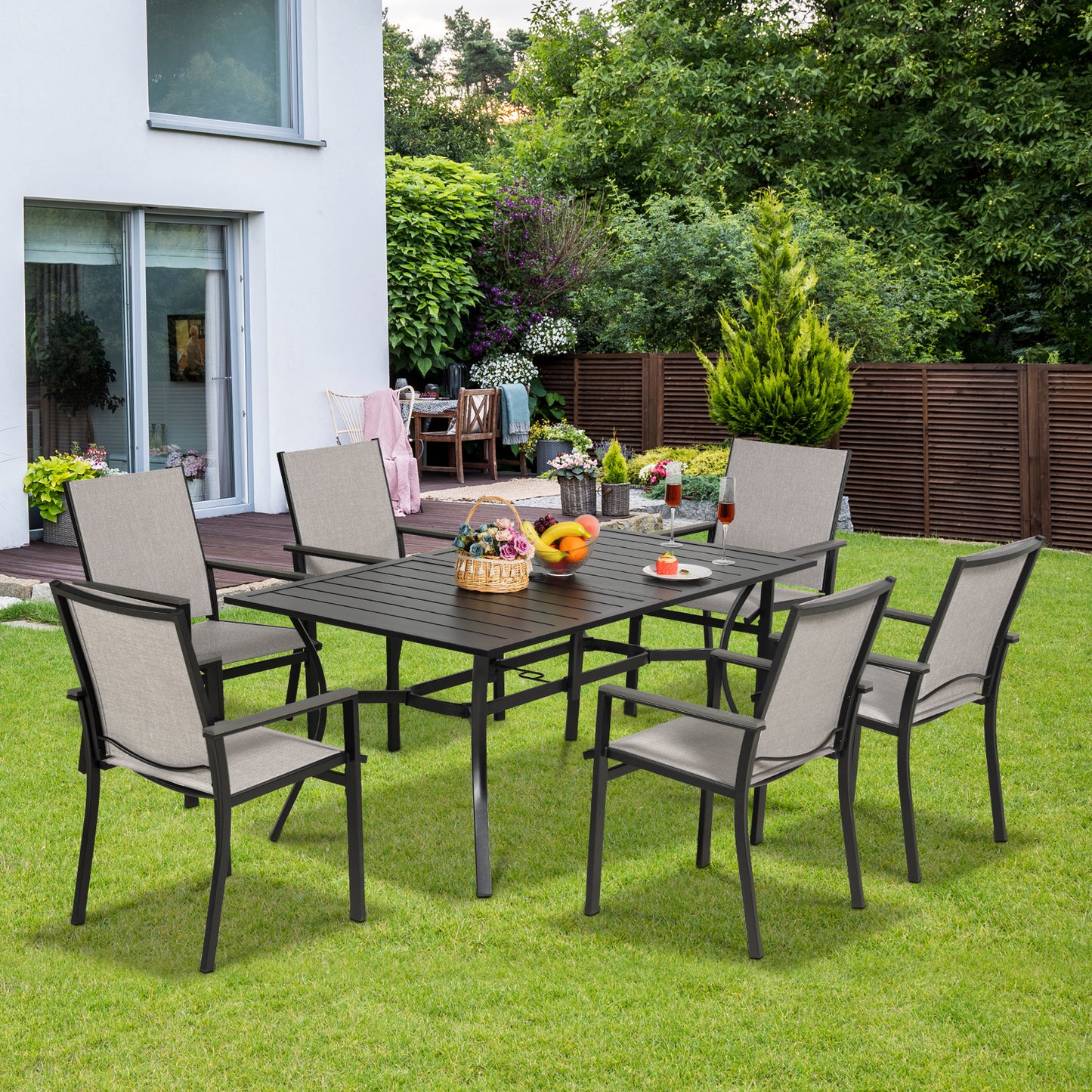 meooem patio dining set, black