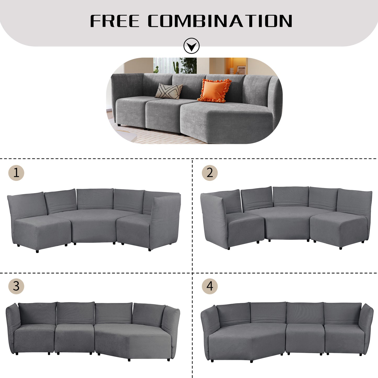 ustyle stylish sofa set, grey