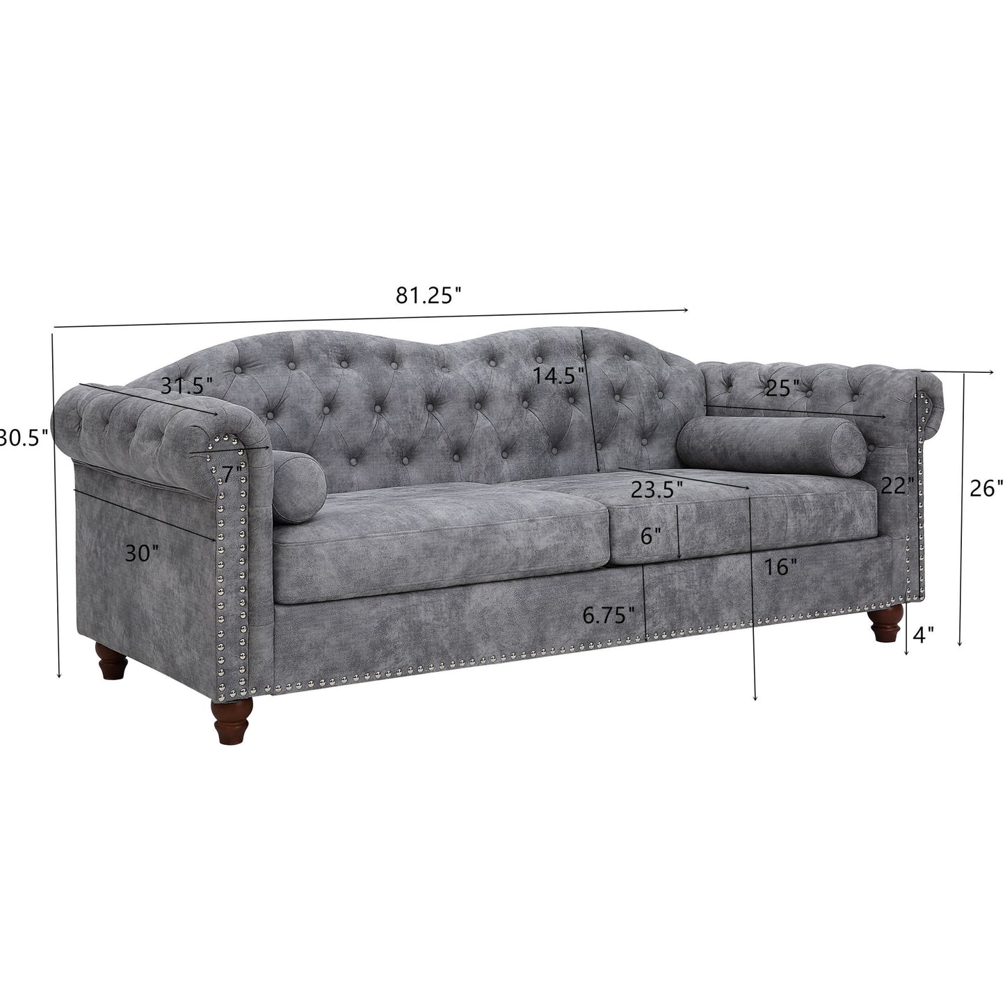 classic traditional l upholstered sofa, grey
