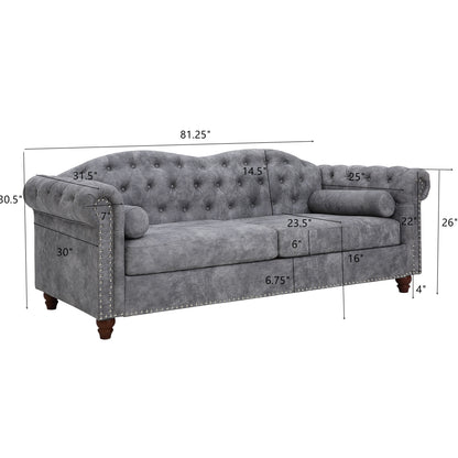 Classic Traditional L Upholstered Sofa, Grey