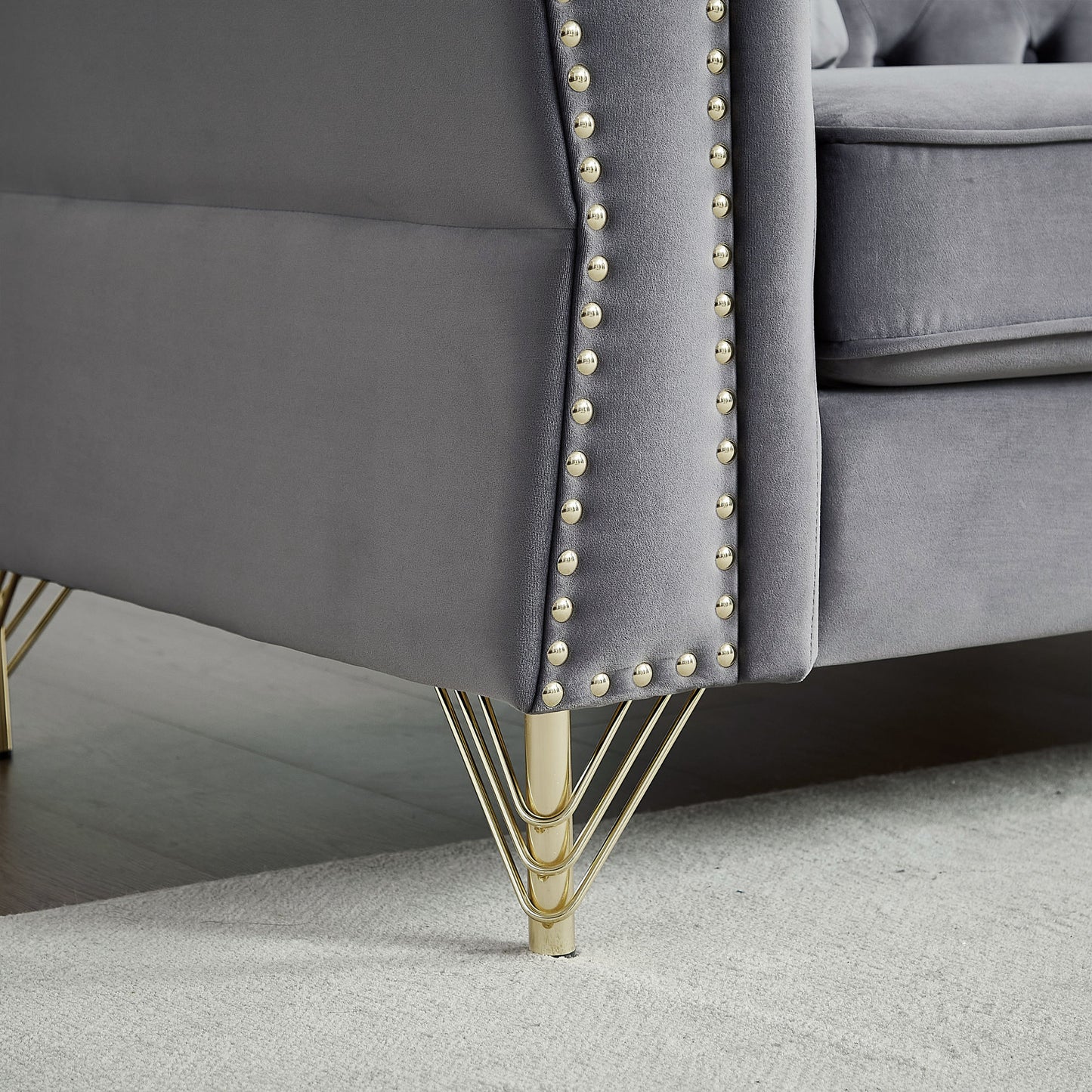 3-seater + 3-seater combination sofa tufted with 4 pillows