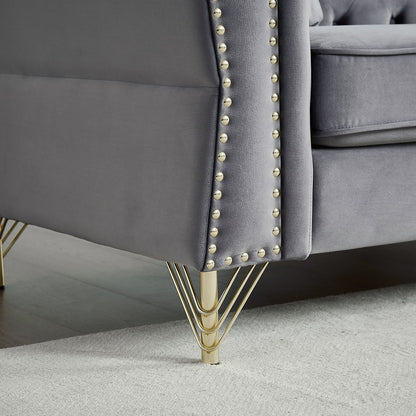 3-seater + 3-seater Combination Sofa Tufted with 4 Pillows