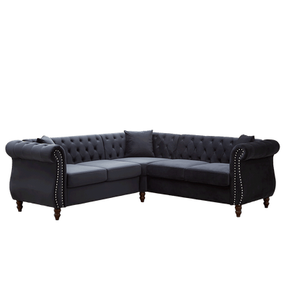 Chesterfield 5-Seater Corner Sofas with 3 Pillows