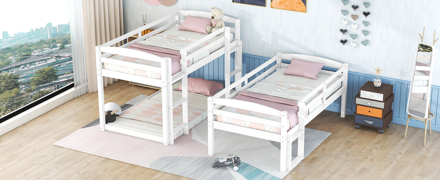 twin over twin over twin triple bunk bed,white