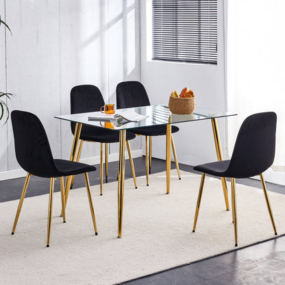 Zara Dining Chairs Set of 4, Soft Velvet Black